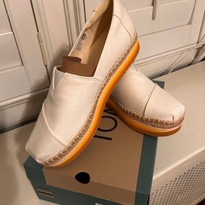 Toms Women's Cream Espadrilles with Orange Accents